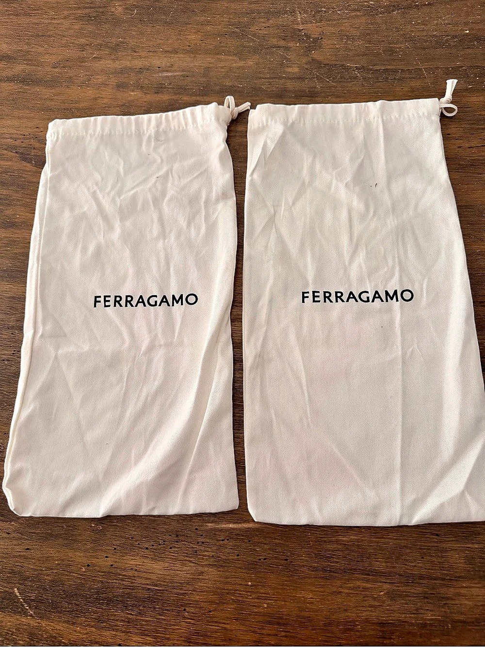 Ferragamo Two White Drawstring Pouches